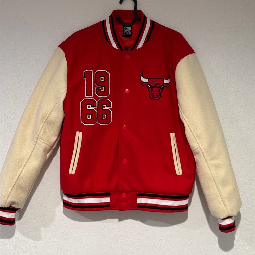 Chicago Bulls Red and Cream Varsity Jacket